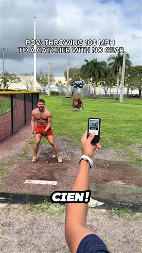 POV: Throwing 100 mph to a catcher with no gear on😎 Would you ever catch 100 mph with no gear on? Lmk in the comment section chat! Catcher: @jeremytav95 In person pitching coach: @CoachBobby Remote pitching coach: @cammhatch Shoutout @Luke Geske #baseball #fyp #pitching #100mph #fastball