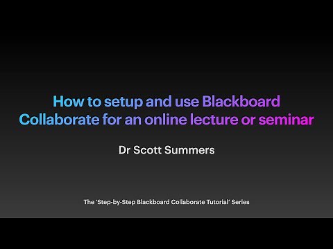 How to setup and use Blackboard Collaborate for an online lecture or seminar