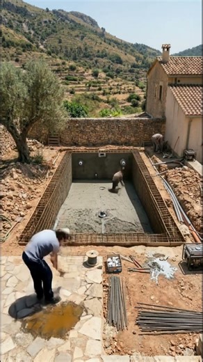Incredible Backyard Pool Build in 25 Seconds #Shorts