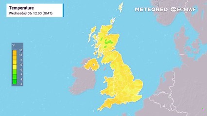 UK weather surface temperature forecast