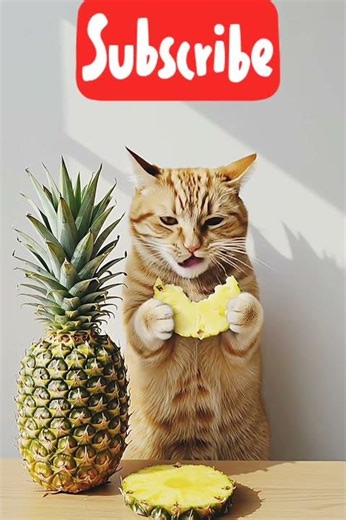 Cute Cat Eating Pineapple 🍍😸|Funny Cat Reaction#cat #funny#aivisuals#viralcat#pineapple#cuteanimals