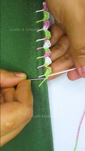 Handmade magic with thread ✨ | Border embroidery idea #shorts