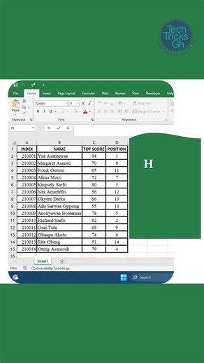 How to Rank Students' Test Score in Excel #excel #rank #testscore #richardkyere-boateng #testscores