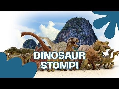 Dinosaur Stomp | T-Rex & Triceratops Actions for Kids (Lyrics On Screen)