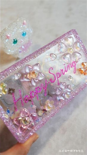 キラシャカ☆春のメッセージプレート🌸Sparkly Shaker Spring Message Plate #100均diy #手作り工作 #seria