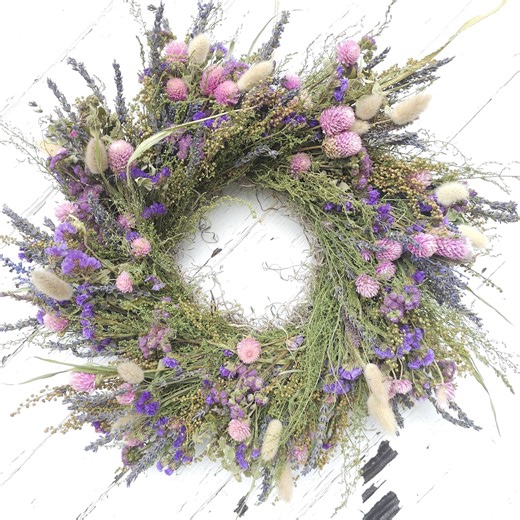 Spring Dried Floral Wreath, Real Dried Flowers (16-2690) - Etsy