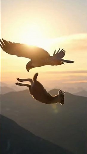 Falcon's Deadly Hunt: Mountain Goat Attacked from Sky 🦅 #shortsfeed #wildlife