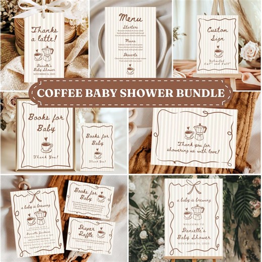 Coffee Baby Shower Bundle A Baby is Brewing Baby Shower Coffee Theme Baby Shower Template Cafe Theme Baby Shower Baby Reveal Coffee - Etsy