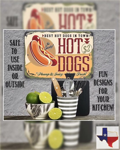 Hot Dogs Sign - Metal Sign