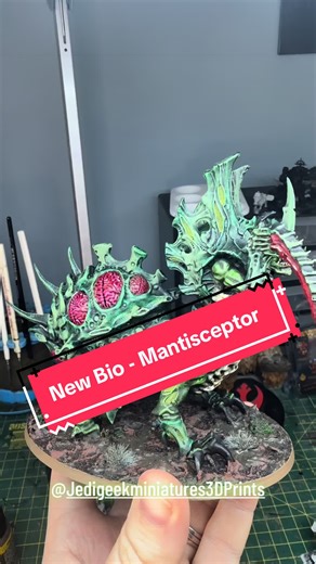 New Bio-Form Mantisceptor completed 😁🐜🐜🐜 miniature from @Jedigeekminiatures 3D Prints hit him up!! #warhammer #paintingwarhammer #warhammercommunity #tabletop #tyranids