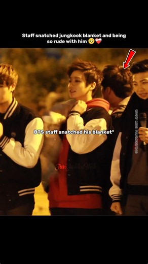 Staff snatched jungkook blanket and being so rude with him 🥺 #bts #shorts
