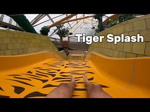 Wide Slide Water Slide in Water Park AQUALAND Freizeitbad Köln Germany, POV 4k