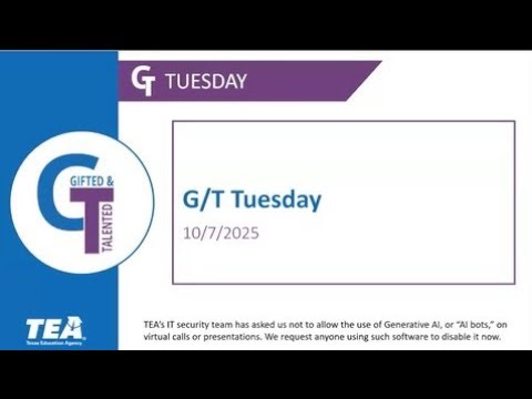G/T Tuesdays Webinar Series (October 7, 2025)