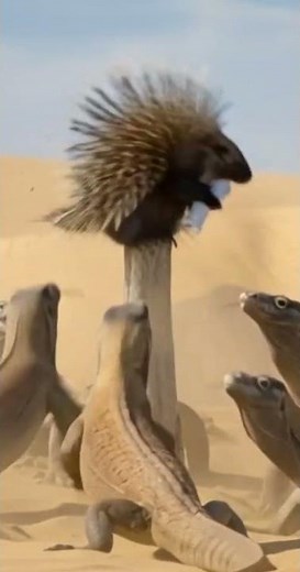 토끼를 지킨 호저 vs 코모도드래곤/Porcupine Protects the Rabbit vs Komodo Dragon