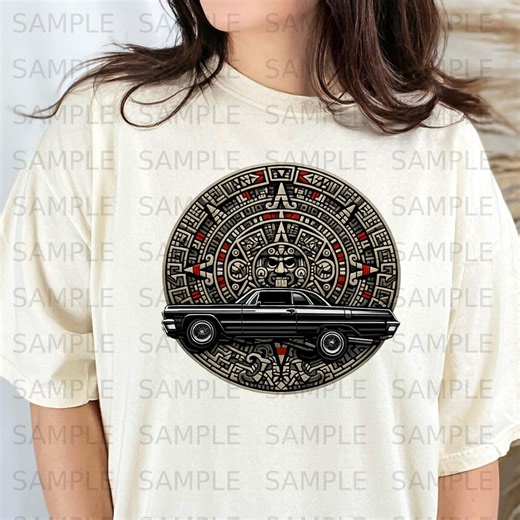 Lowrider Impala 1964 Aztec Calendar Art, Chicano Sun Stone PNG (digital Download) - Etsy Canada