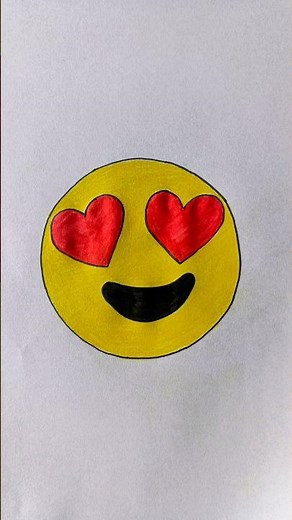 How to draw Smiling Face With Heart Eyes Emoji 😍 #emoji #drawing #shorts