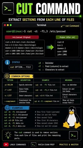 Master Linux cut Command Quickly 🔥