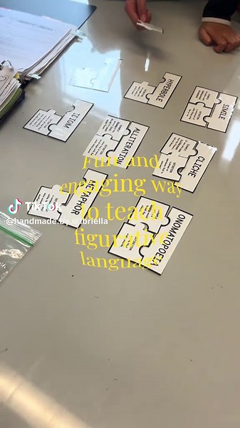 My students loved this fun and engaging puzzle activity to learn figurative language. The task is to match each figurative language title to the definition and correct example. Comment LINK and I’ll send you the like to this FREE resource. Teacher, teacher resources, teacher hack, teacher life, language, figurative language, lesson plan, manipulatives, puzzle, group work, school activity, lesson ideas
