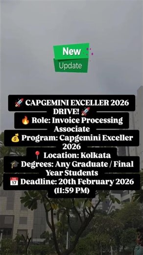 🚀 🔥 CAPGEMINI IS HIRING: Invoice Processing Associate #job #carrerupdates #freshersjobs #hiring