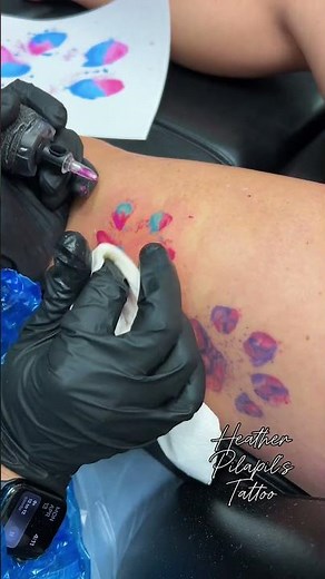 Tattooing Real Dog Paw Prints (Watercolor Style 🐾💗)