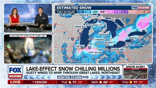73K views · 1.2K reactions | ❄️WINTER STORM HQ: Chicago received its first snow of the season, as strong bands of lake-effect snow move across Lakes Michigan, Erie and Ontario Monday morning. Lake-Effect Snow Warnings are in place and travel is being discouraged across parts of Illinois, Indiana, Ohio, Pennsylvania and western New York. Latest: | FOX Weather | Facebook