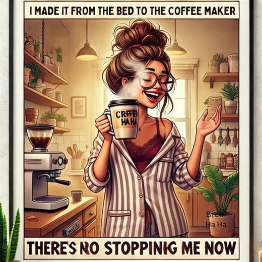 1.2M views · 12K reactions | I made it from the bed to the coffee maker, there’s no stopping me now | Brew HA HA | Facebook