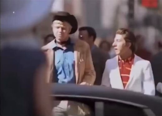 Upside on Instagram: "‘Midnight Cowboy’ (1969) During filming, Dustin Hoffman revealed that one of cinema’s most iconic moments, the line “I’m walkin’ here!”, was completely unplanned. While shooting on a busy New York City street with hidden cameras to capture realism, an actual taxi accidentally drove through the set, nearly hitting Hoffman and co-star Jon Voight. Staying in character, Hoffman instinctively slammed his hand on the cab’s hood improvising the outburst instead of breaking charact