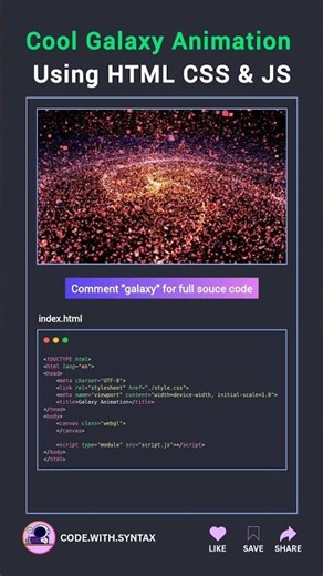 💀 Galaxy Animation Using HTML CSS And JS #js #htmlcss #programming #animation #linux