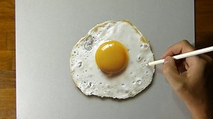 A Hyper-Realistic 3D Drawing of a Fried Egg