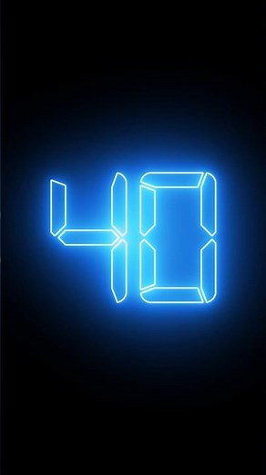 40 Second Countdown Timer with Ticking Beep sound and Alarm Digital Clock neon glowing number