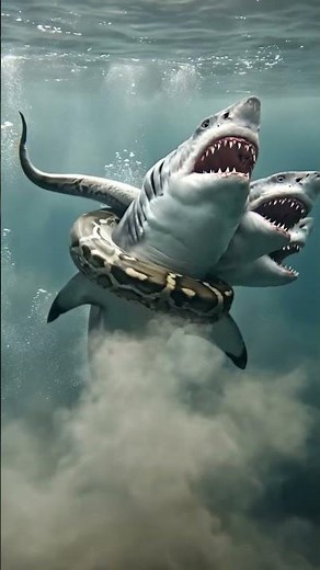 3-Headed Shark vs Giant Sea Python — The Battle That Shook the Deep