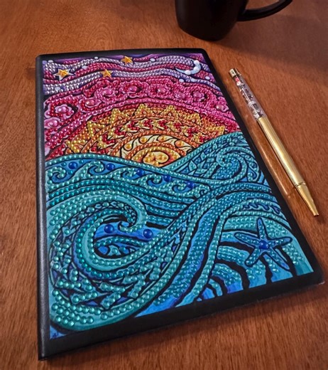 Diamond Painted Abstract Notebook | Handmade Beaded Journal | Blank Page Notebook | Colorful Art Journal Gift - Etsy