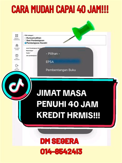 CARA MUDAH LENGKAPKAN JAM KREDIT KOMPETENSI HRMIS. JIMAT MASA- TAK PERLU PENING KEPALA. #fyppppppppppppppppppppppp #fyp #HRMIS #40JAM #pembangunankompetensi