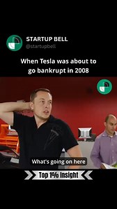 In December 2008, both Tesla and SpaceX were very close to going bankrupt. Tesla was hit hard by the 2008 financial crisis. The company almost ran out of money and struggled to pay its employees. In May 2009, Tesla was saved when Daimler (now Mercedes-Benz) invested $50 million and bought 10% of the company. Elon Musk’s determination and willingness to risk everything helped Tesla survive this difficult time. Subtitles by @scriptivox —- Curating wisdom from world's best founders and showing the 