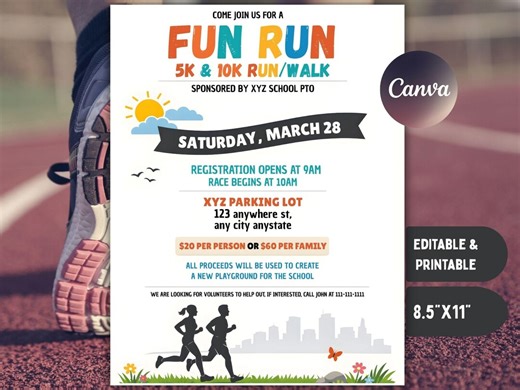 Fun Run Flyer Template: Race Event Poster (canva Download) - Etsy