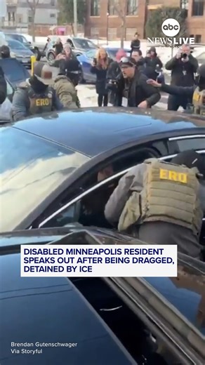 Aliya Rahman, a disabled resident in Minneapolis, described the experience of being dragged out of her car, restrained and arrested when she got caught up in an ICE enforcement operation while on the way to a doctor's appointment. “What concerns me the most is not me — what concerns me the most is the faces of the people I saw inside that detention center.” | ABC News Live