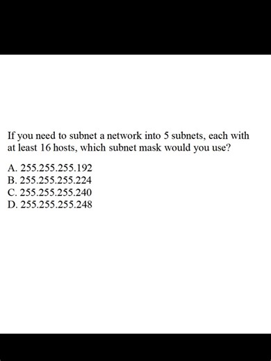 Subnetting made easy 🌐🧠 Need 5 subnets & 16 hosts? #Subnetting #NetworkingBasics #IPAddresses #CSStudents #TechTok