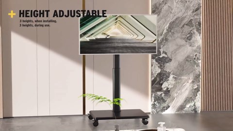 AX WABER Universal Floor TV Stand, Portable Rolling Floor TV Mount with Wheels, 80 Degree Swivel Height Adjustable for 27 to 65 Inch LCD LED OLED, Holds up to 88 lbs Mobile TV Cart, Max VESA 400x400mm