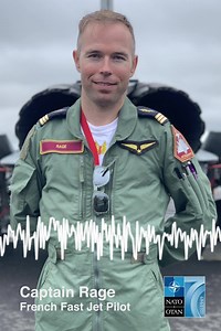Captain Rage is a French exchange pilot to the UK, today he will fly a RAF Typhoon in the #NATO70 flypast at #RIAT19. We are stronger together. #WeAreNATO | HM Armed Forces