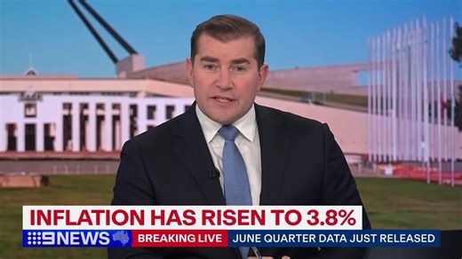 16K views · 97 reactions | #BREAKING:﻿ Australia's headline annual inflation has risen to 3.8 per cent, largely meeting market expectations and easing the likelihood that the Reserve Bank of Australia will raise rates when it meets next week. #9News READ MORE: https://nine.social/LzJ | 9 News Sydney | Facebook