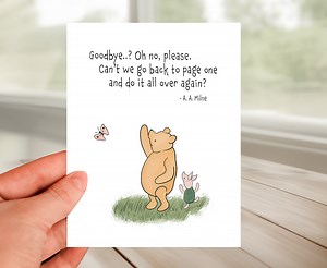 Friendship Greeting Card - Classic Winnie the Pooh Quote, Sincere Card to Say Farewell, Cute Way to Say Goodbye, Card for Departing Friend - Etsy