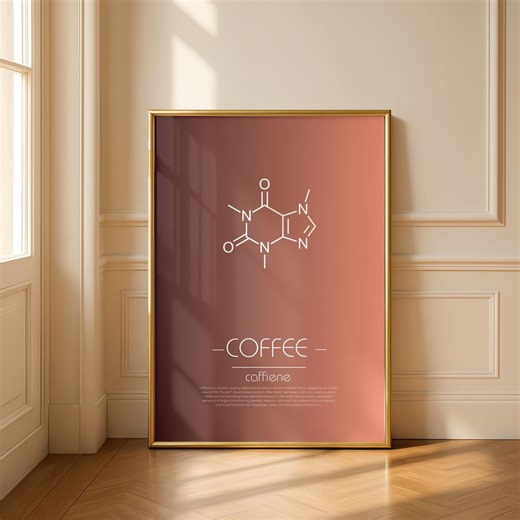 Minimalist Caffeine Molecular Structure Poster | Coffee Chemistry Wall Art - Etsy