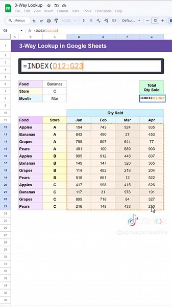 Three-Way Lookup in Google Sheets #spreadsheetlife #googlesheetstips #googlesheets