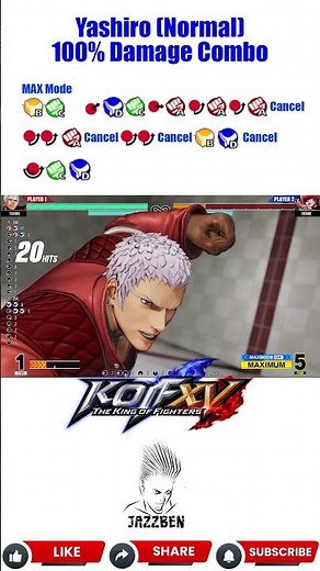 Yashiro 100% DEATH COMBO,KOF XV Ultimate Guide(2026) #jazzben #kof #kof15 #kofcombos #kofxv #yashiro