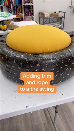 Adding trim and rope to a tire swing #TireSwings #BackyardFun #Summer #Kids #Tires #UpCycle #Eco-Friendly #BeTheChange##summerfun