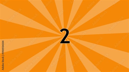 Radial burst animation with numeric countdown timing display. Countdown number sequence for timing and duration control. Time tracking indicator element for digital motion projects