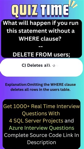 SQL Interview Delete From Tablename Users 2 years