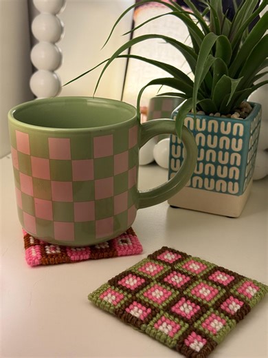 Retro Inspired Needlepoint Coasters - Set of 2 - Etsy