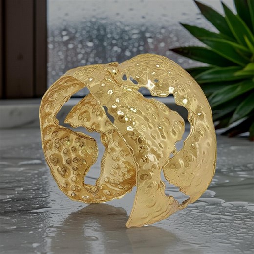 Copper Cuff Bracelet With Gold Overlay: Puffed With Asymmetrical Cutouts - Etsy