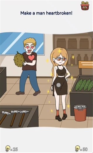 brain out level 126 and make a man heart broken?